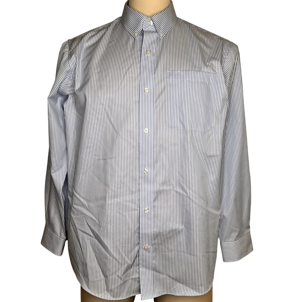 NWT Duluth Trading Co WrinkleFighter MagnaReady Magnetic Shirt Mens Large Stripe